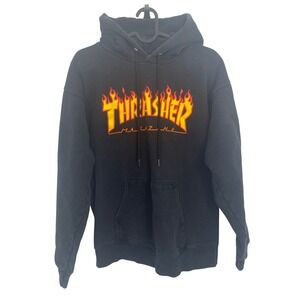 Thrasher Hoodie‎ Flame Logo Black Small